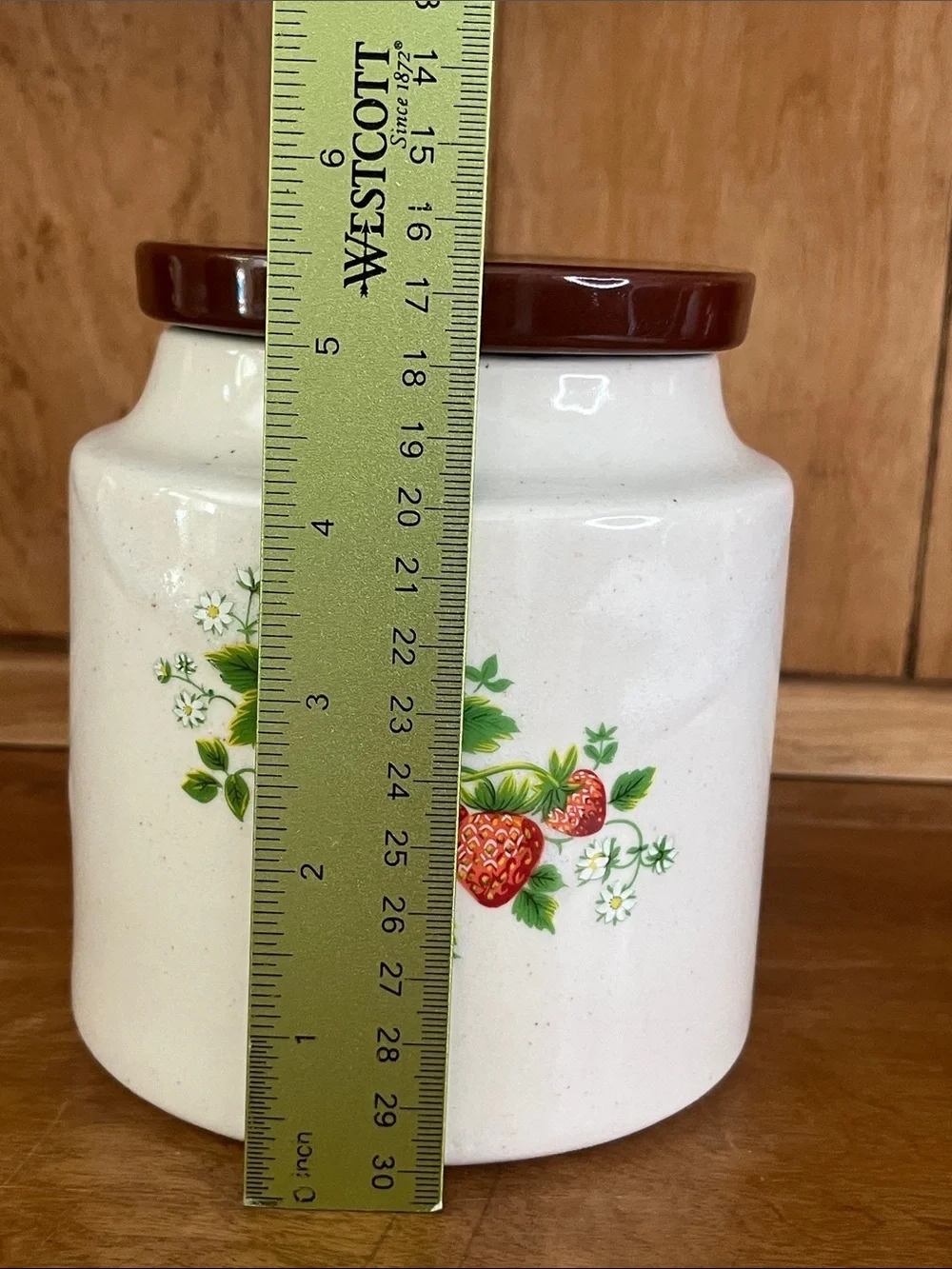 Vintage 80’s House of Webster, Strawberries Stoneware Crock W/Lid.